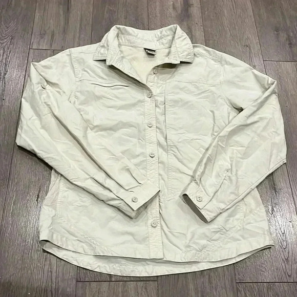[M]L.L.Bean  Women Hiking/Outdoor Cream Mesh Vented L/S Shirt - Picture 1 of 9